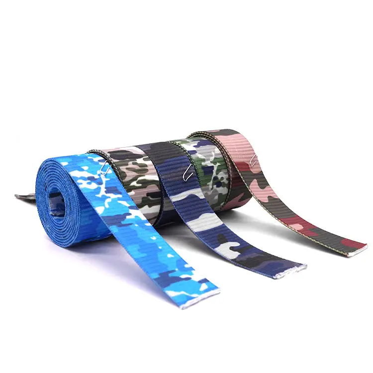 Wholesale Custom Camo Military Webbing Heat Transfer Camouflage Polyester Pattern Webbing for Belt