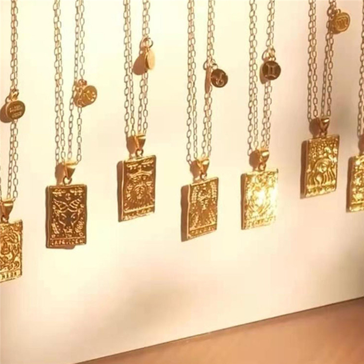 New Arrival Vintage 12 Zodiac Necklace Square Pendant Necklace