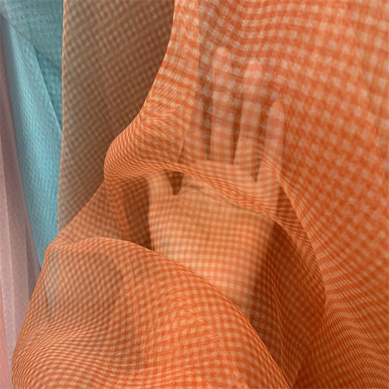 Polyester Dacron plaid dress Shaggy skirt fabric For headdress hair ornament toy cloth fine seersucker plaid mesh fabric
