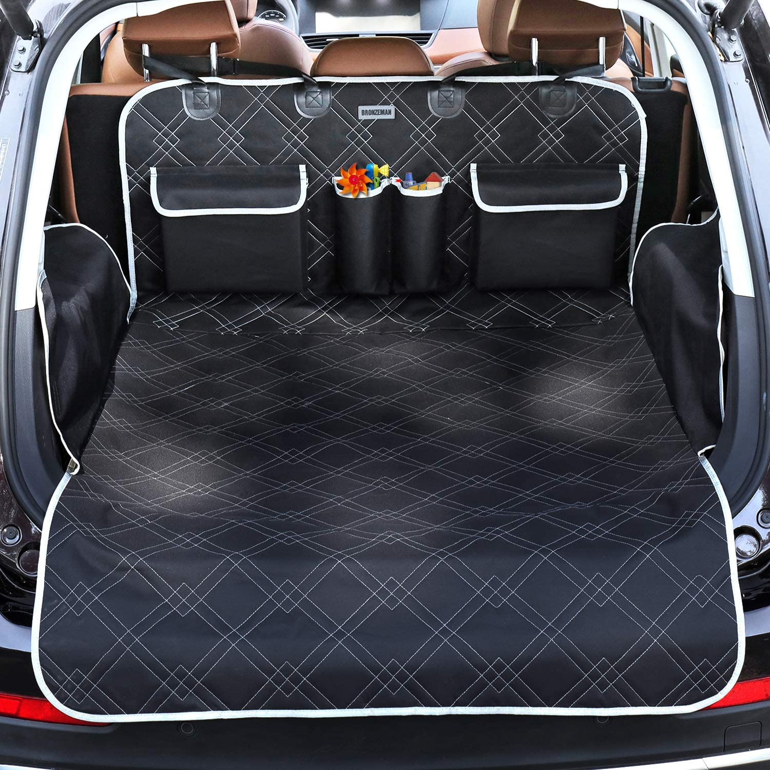 Pet Cargo Cover Liner для внедорожников и автомобилей, Нескользящие, водонепроницаемые чехлы для сидений собак, коврик для задних сидений/SUV с защитным клапаном на бампер