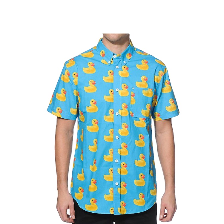 100% Cotton Fabric Custom Short Sleeve Shirt Button Up summer print shirts hawaiian for Men