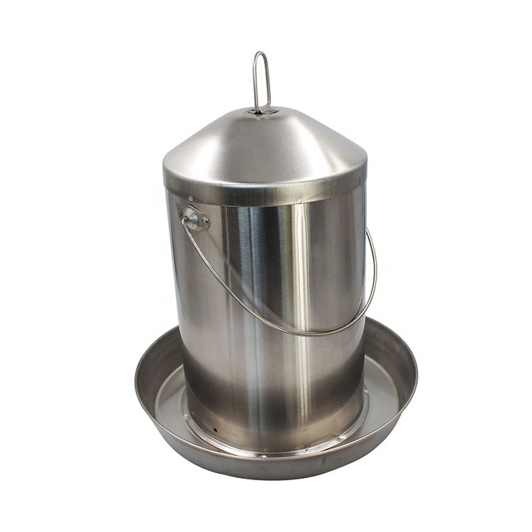 9KG Stainless Steel Hanging Poultry Feeder Chicken Water Feeder and Drinker Stainless Steel Animal Metal Feeders