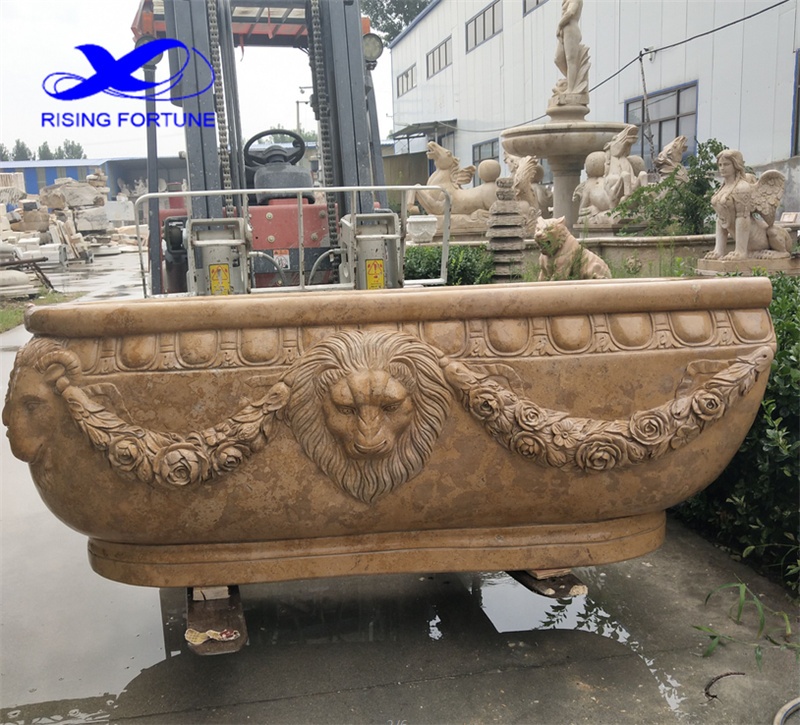 European Bathroom Accessories Luxury Antique Engraved Marble Bath Tubs Freestanding Soaking and Freestanding Marble Bathtub
