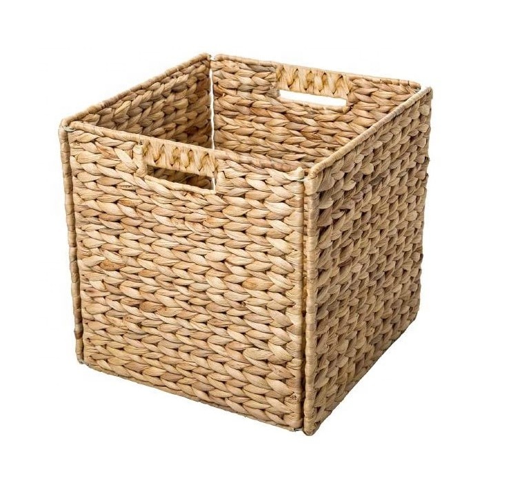 Multipurpose Handwoven Laundry Organizer Totes Collapsible Hyacinth Woven Storage Baskets