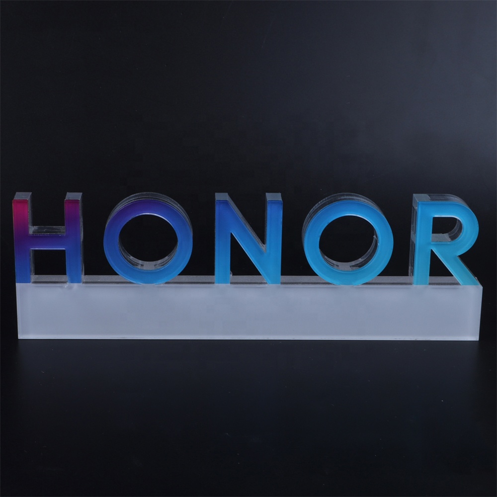 Handmade custom printed acrylic logo display stand