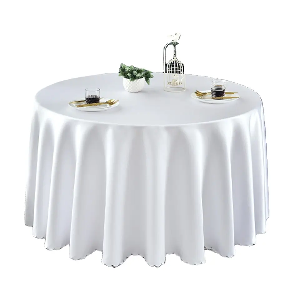 Modern Minimalist Western Food Conference Thickened Polyester Solid Color Double Sided Round Dining Table Cover Tablecloth
