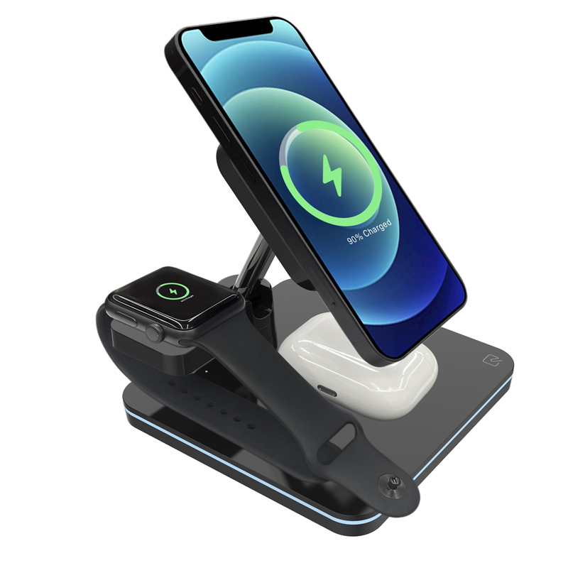 Беспроводное зарядное устройство 3 в 1 Qi для iPhone Samsung S21 S20 10 Вт, Быстрое беспроводное зарядное устройство, держатель для телефона