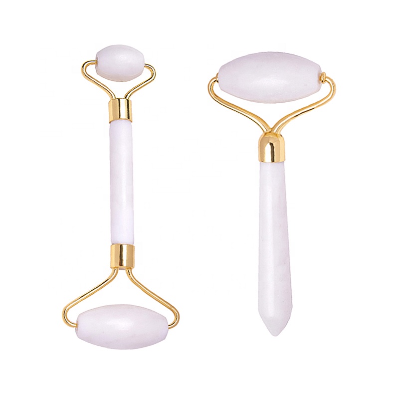 100% Natural White Jade Facial Massage Roller Face Skin Tightening Massager Bar And Jade Roller