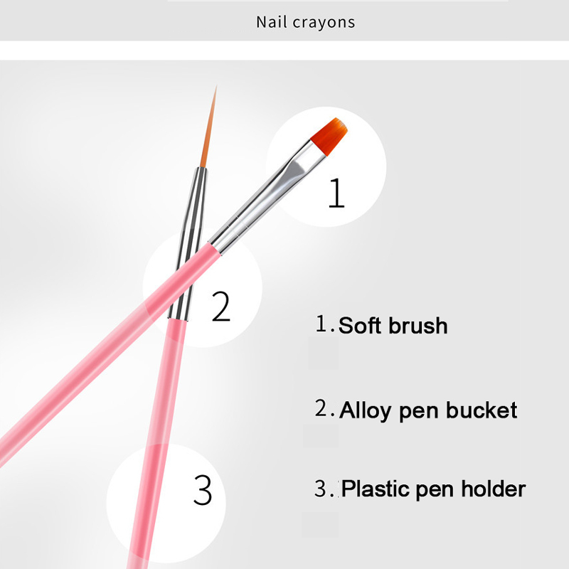15PCS Nail Brush Kit For Manicure Gel Design Nail Brushes Nail Art Tool Pen UV Gel Manicure Tool Set 15pcs/set Pink Red Black