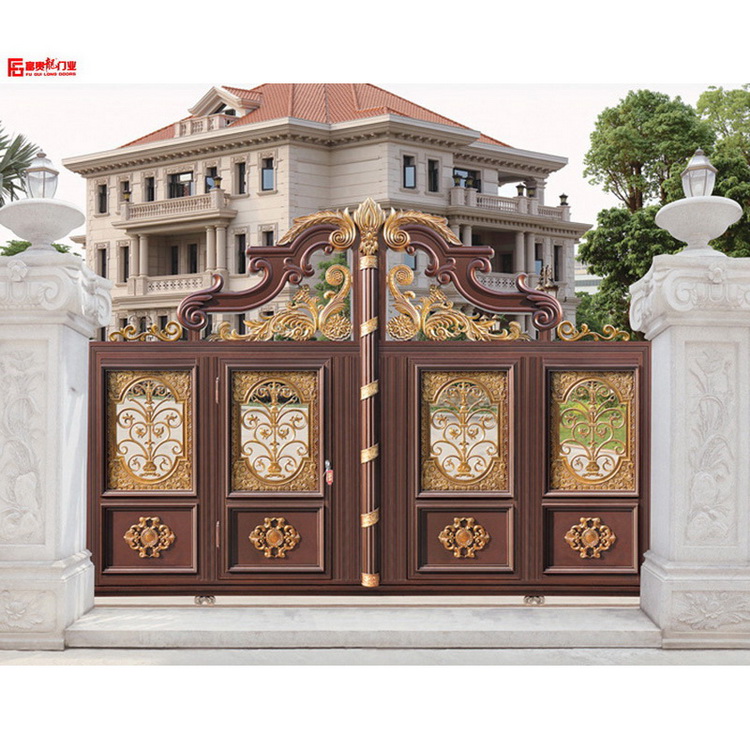 Indian style villa electric gate customization villa garden gates automatic swing driveway gate cast aluminum courtyard gate