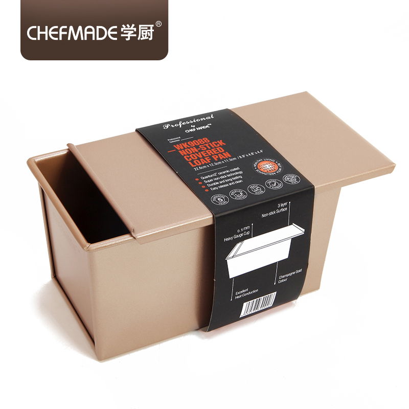 Форма для выпечки хлеба Chefmade 0,5 мм из углеродистой стали, антипригарная коробка для выпечки, сковорода с крышкой