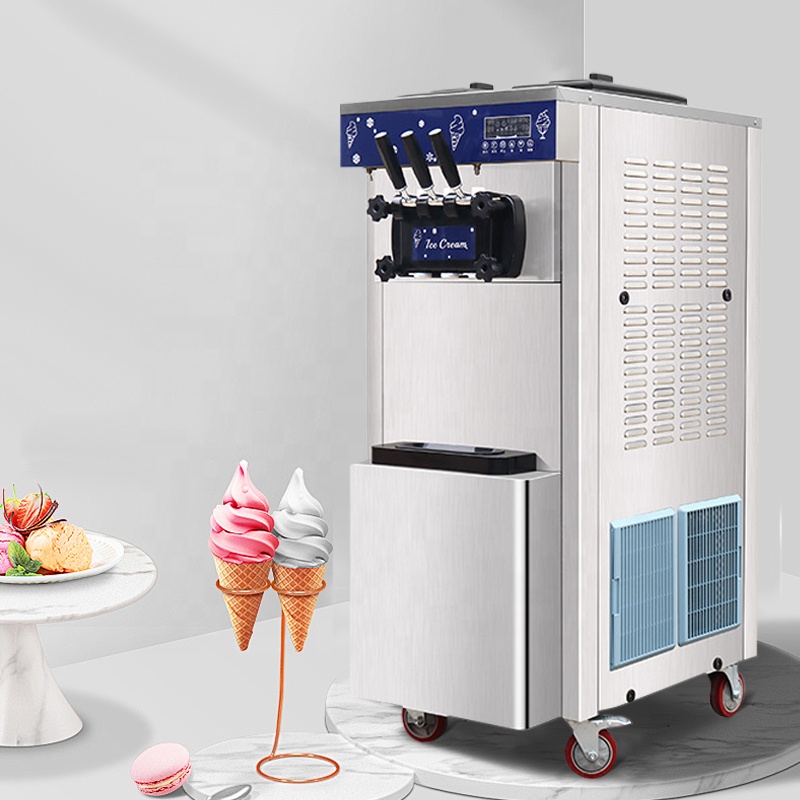 Commercial Durable Ice Cream Machine Single-Temperature Soft Serve 3 Flavors Coffee Shops 3 Flavors Commercial Ice Cream Machine
