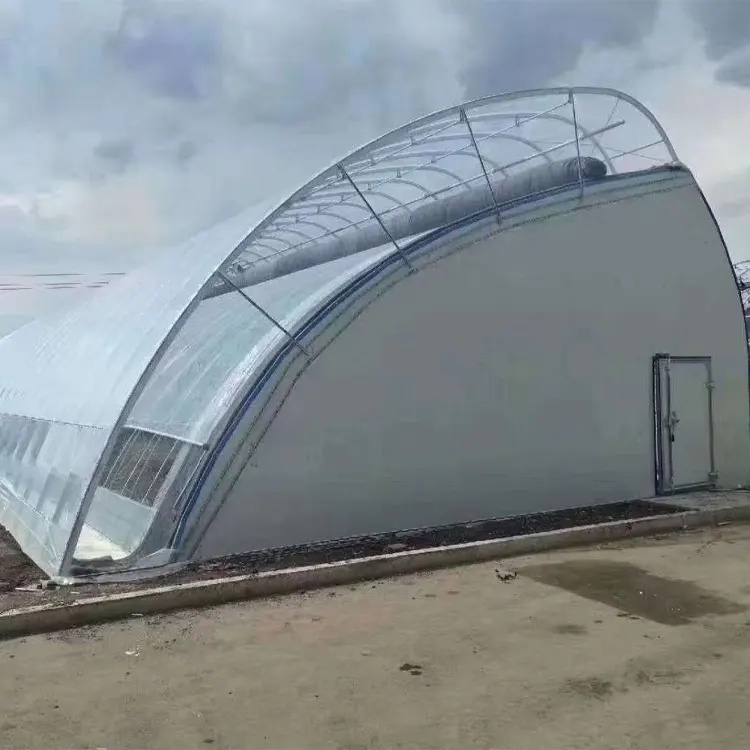Chinese solar greenhouse double arch galvanized steel structure waterproof warm quilt cold winter warm passive solar greenhouse