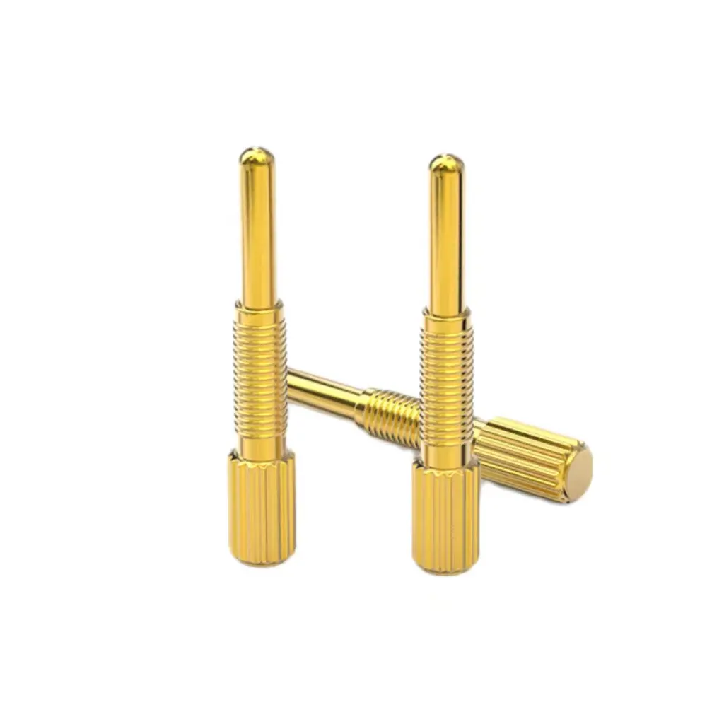 OEM RoHS certified low current high precision brass crimp solder contact pins male spring loaded gold plated PCB pogo pin