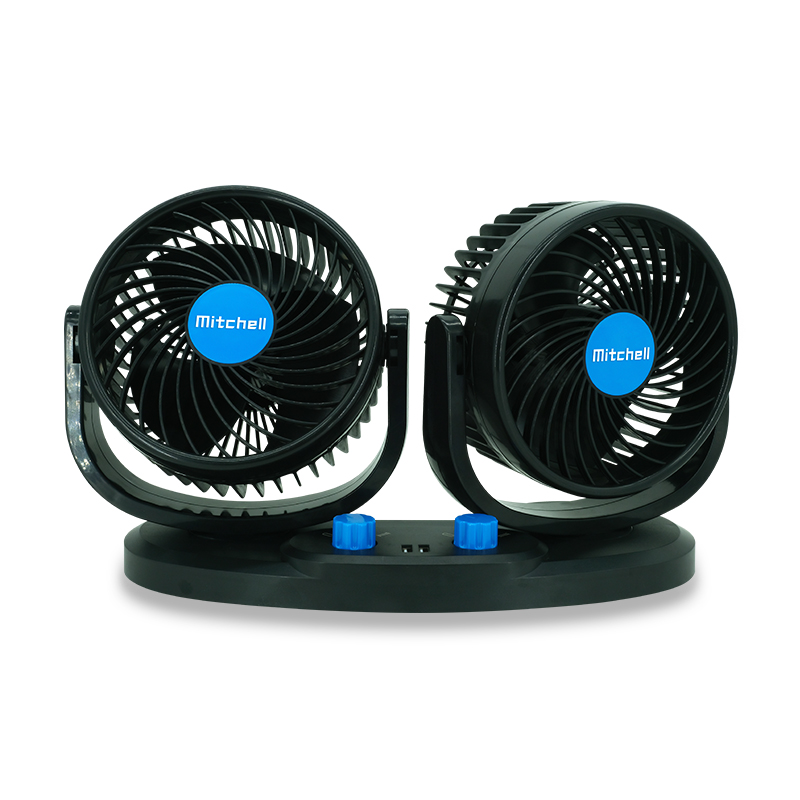 High quality car adjustable air fast cooling fan 4inch two speed USB dashboard double heads fan ABS