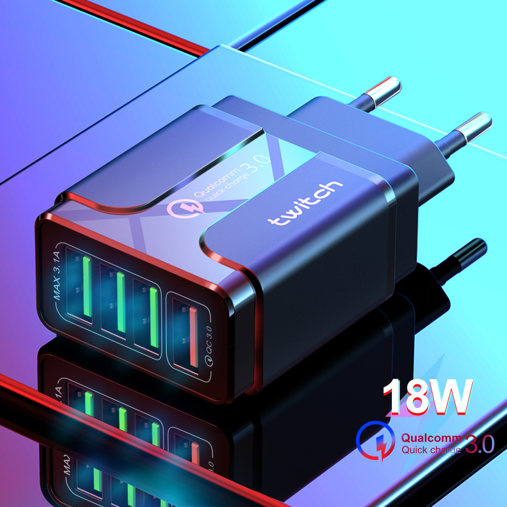 Сетевое зарядное устройство Elough с 3 USB-портами и вилкой Стандарта QC 3,0