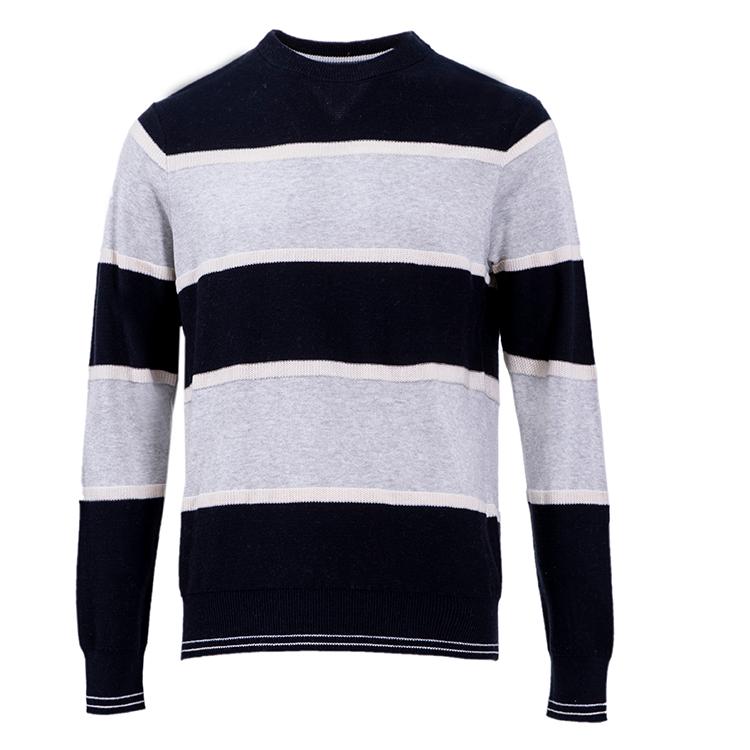 Newly Listed Direct custom Fashion In 2021 Men Round Neck Stripe Long Sleeve Sweater Pullover of Knit Fabric