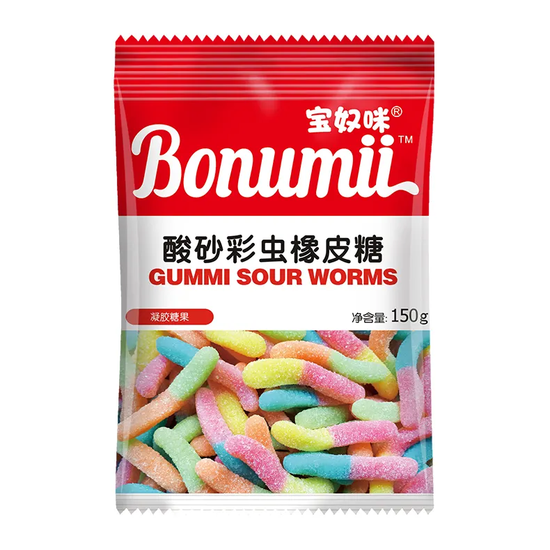 Bounumii Gummi Sour Worms Chewy Gummy Candy