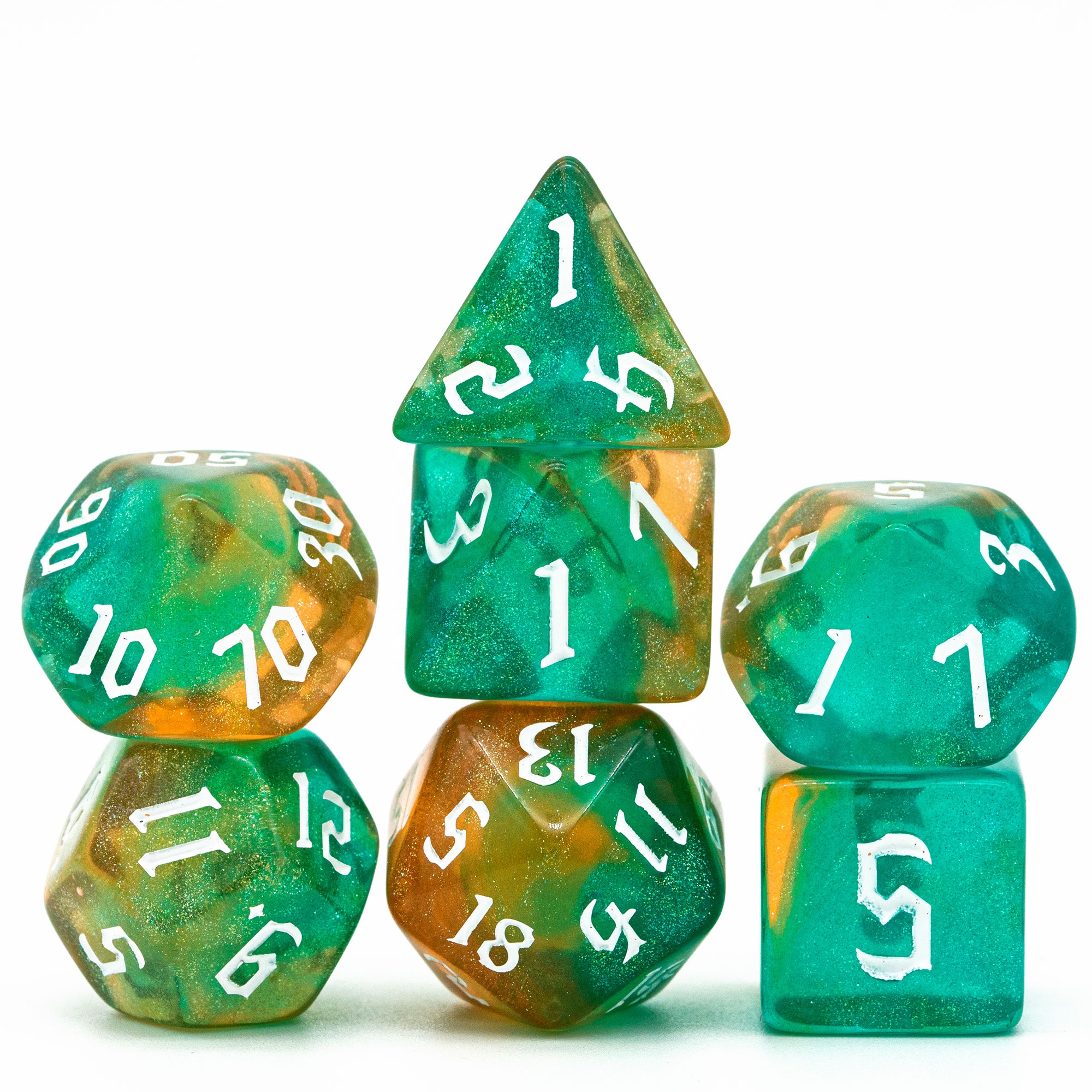 Udixi Polyhedral Acylic Dice Set DND RPG Dice for Dungeons and Dragons Brown&Blue