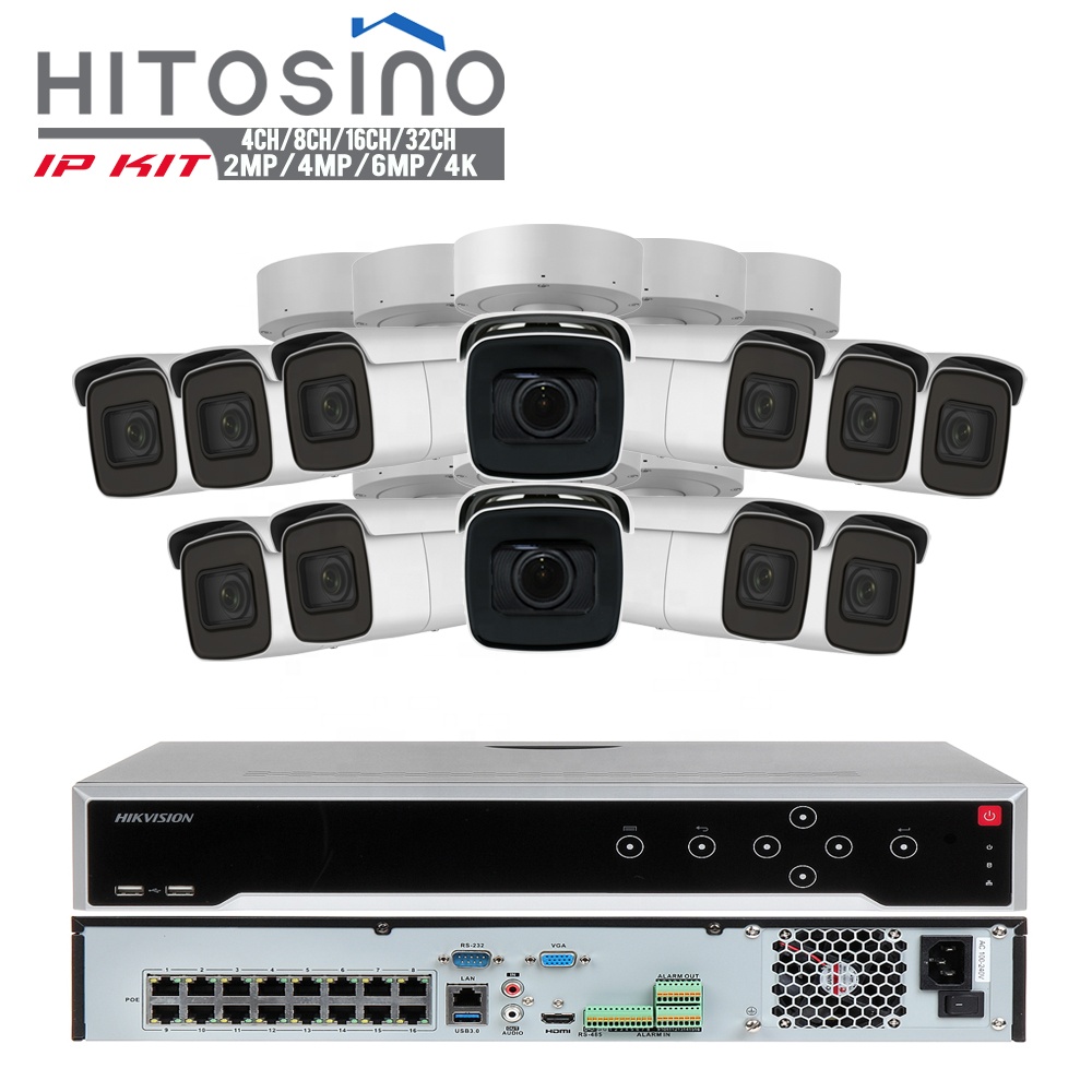 Hitosino Vision Hik OEM 8 32 ch варифокальная пуля 4K 8MP наружная домашняя PoE NVR CCTV комплект видеонаблюдения система безопасности камеры