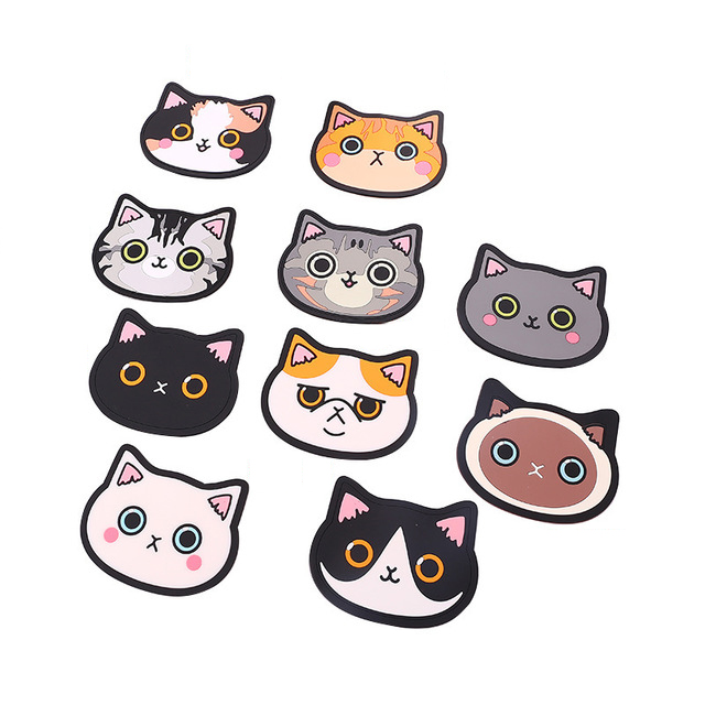 Wholesale lovely home decor embossing cat pattern heat insulation cup coasters