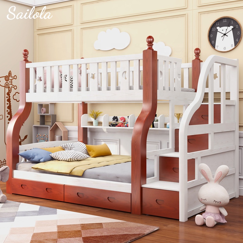 Wholesale Full Size Dormitory Beds Wooden Bunk Bed Exclusive Fashionable Cozy Bed For Kids
