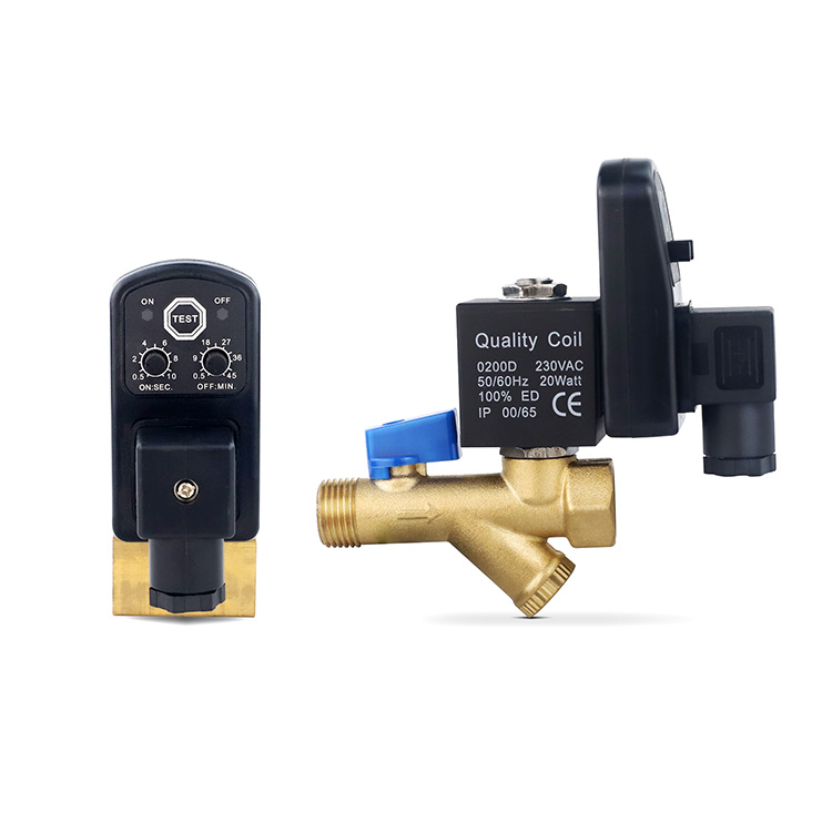 1/8'' 1/4'' 3/8'' 1/2'' NPT COMBO Air Compressor Condensate Electric Auto Drain Valve With Timer 24V DC 110V 220V 230V AC