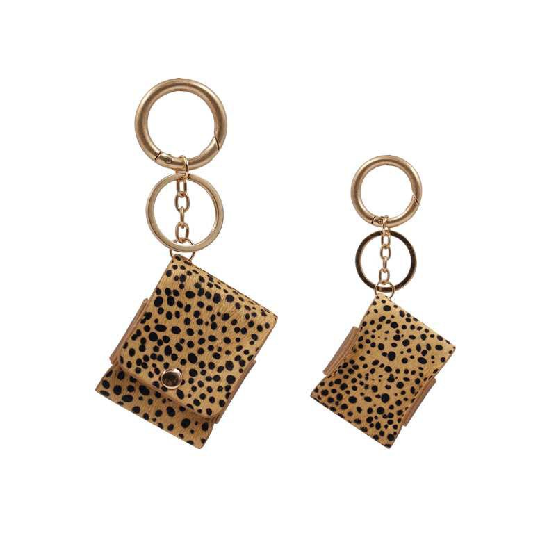 Leopard Air Pods Case with Furry Shell Keychain, for AirPods Pro AirPods Headphones, Phone Accessories