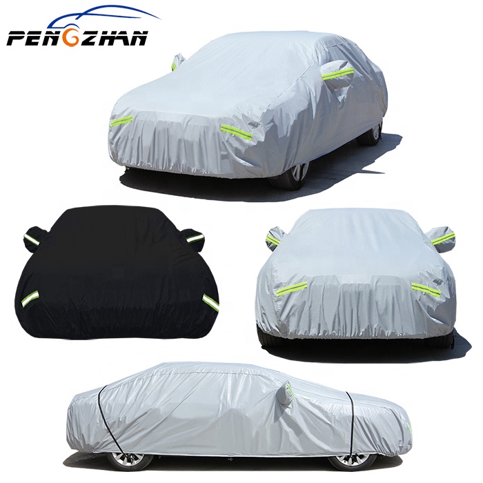 Universal Car Cover Silver Auto Cloth PEVA with cotton SUV Protection Side Zipper Night Reflective Waterproof 160~225 inch