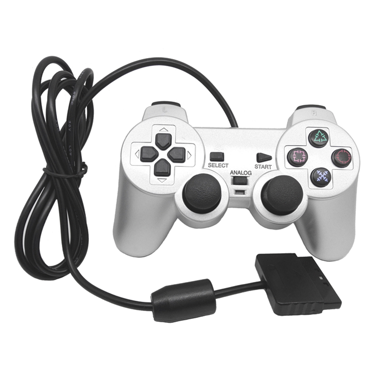 Серебристый проводной игровой контроллер для Sony playstation 2 PS2