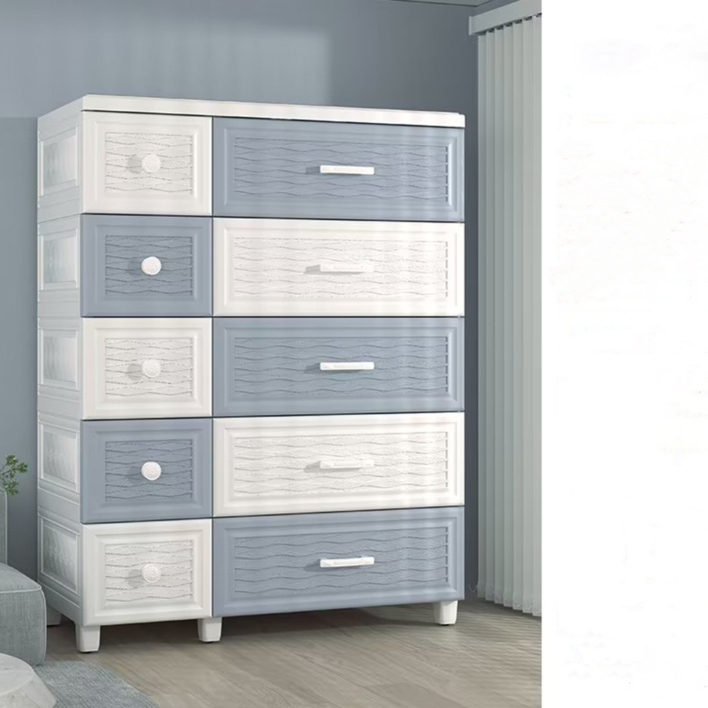 Living Room Storage Drawer Cabinet 5-Layer Plastic Dresser with 10 Cubbies 85 cm Jumbo Size Modern Home Furniture