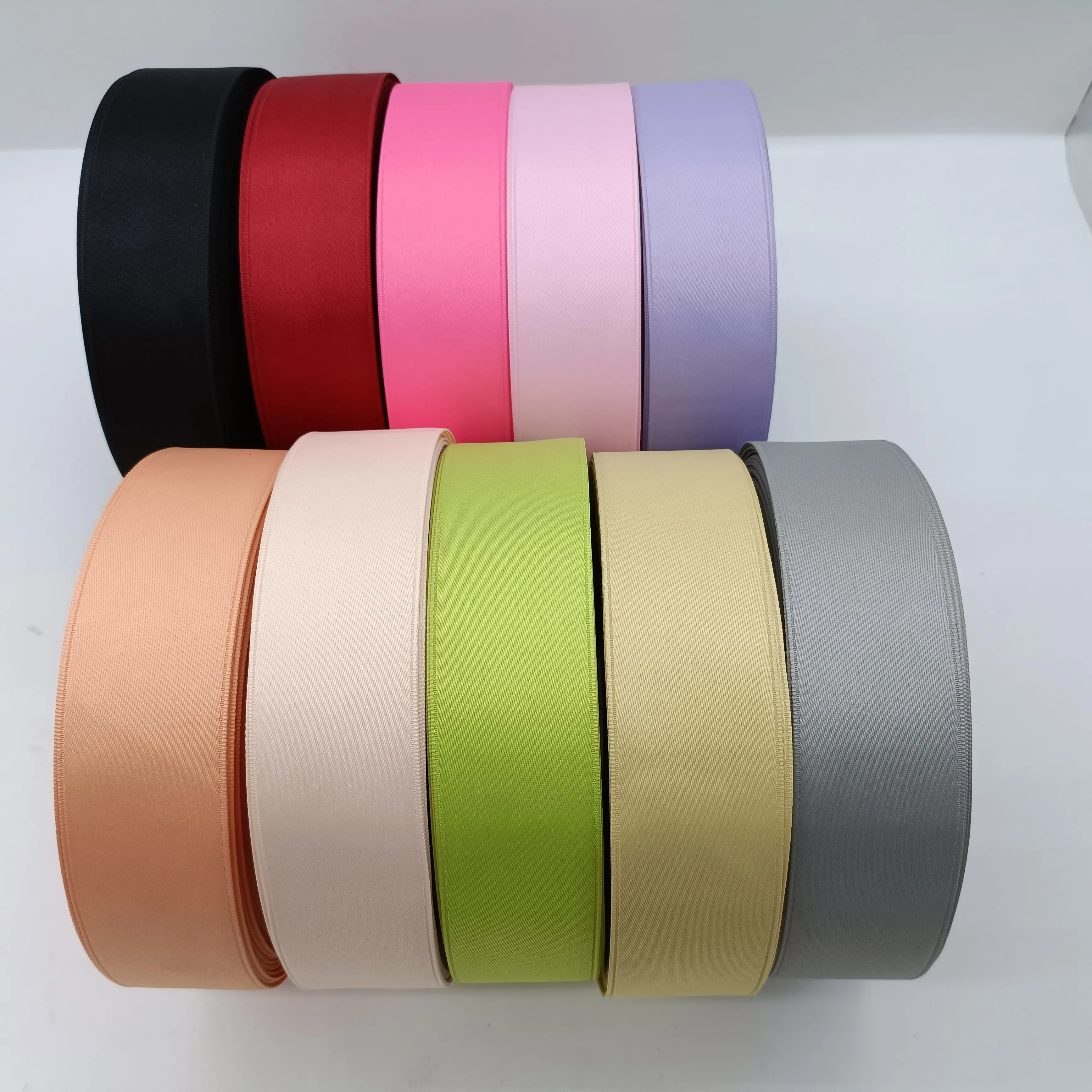 Factory Wholesale Custom Printed Logo 40mm Double Faced 100% Polyester Satin Ribbon for Clothes or Gift Wrapping