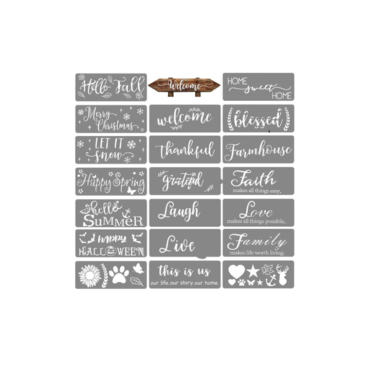 Word Art Works Home Decor 9 Pieces Word Stencils Inspirational Quote Stencils Resuable Plastic Motivational Templates