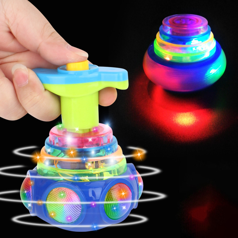 Mini Light Up Spinning Top Luminous Toy Light Music Spinning Top Toy Boy Girl