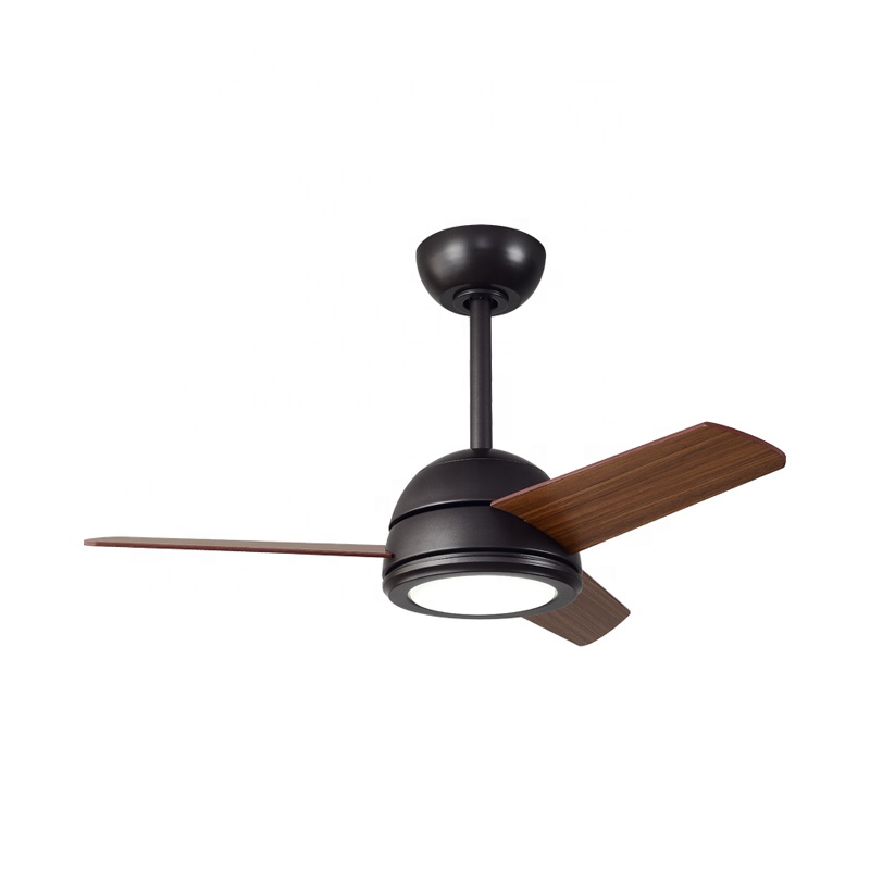 Postmodern retro fan lamp in American living room and dining room wooden blades remote control adjustable ceiling fan lamp