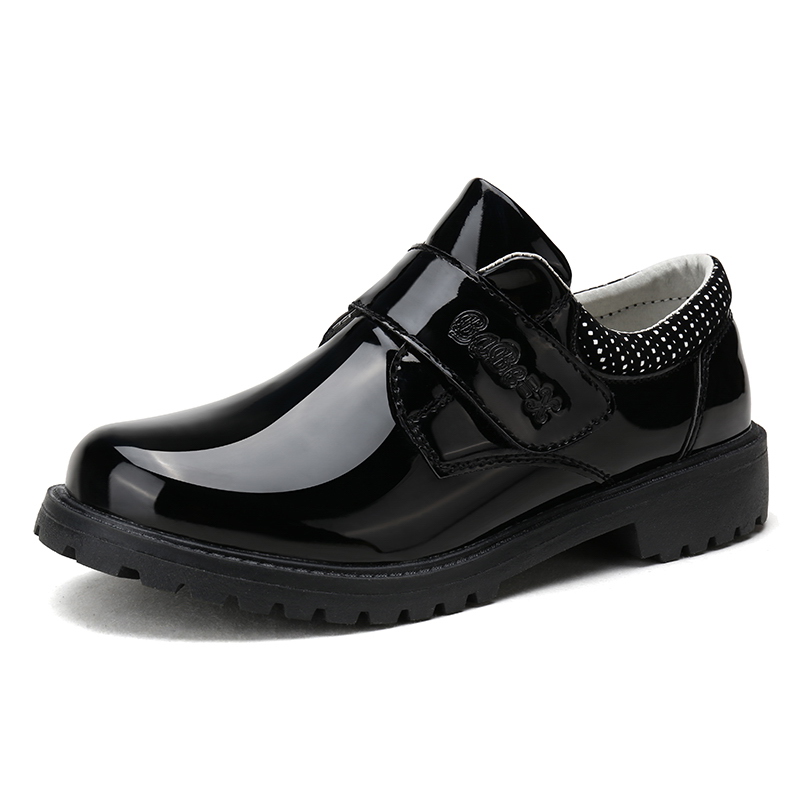 Fashion trend children's leather shoes mirror leather with black British style leather shoes