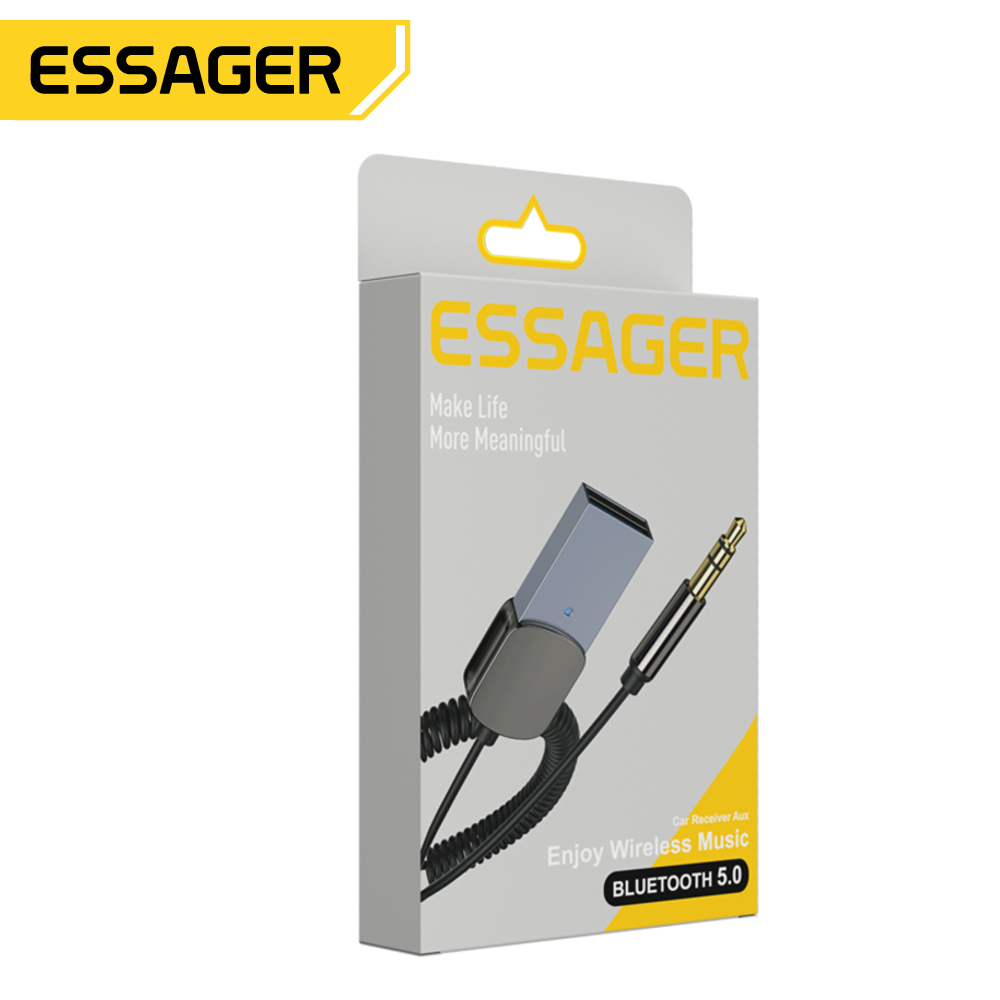 Адаптер Essager 2022 BT5.0, автомобильный беспроводной адаптер USB на 3,5 мм, беспроводной приемник с Bluetooth