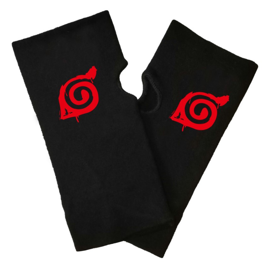 Naruto Akatsuki Sasuke Uchiha Half Palm Thumb Winter Warm Gloves