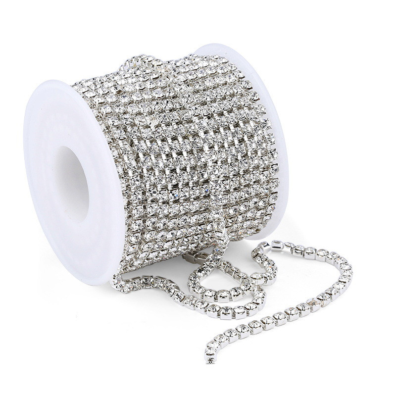 New Arrival Wholesale Crystal Color Roll Rhinestone Chain Trims Close Strass Rhinestone Jewelry Cup Chain