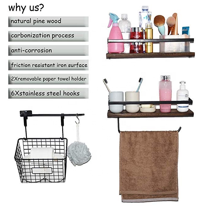 Best price Modern Apperance wooden metal Rustic Storage wall Floating shelf