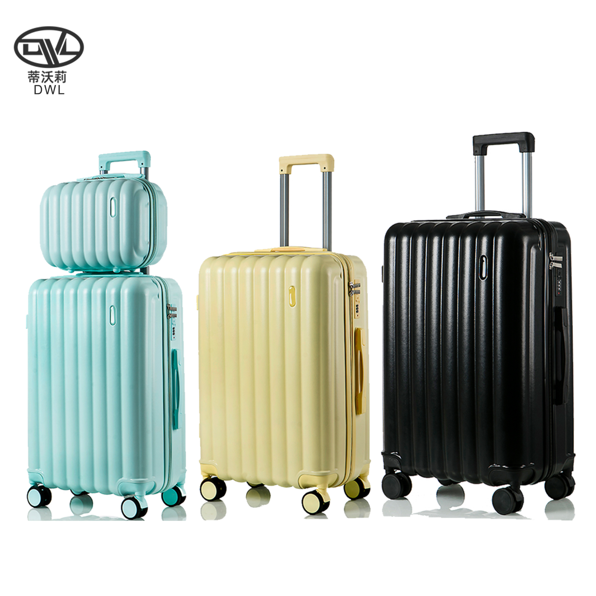 DWL China factory 14/20/24/28inch vintage luggage set iron trolley sink lock color match ABS travel suitcase luggage set