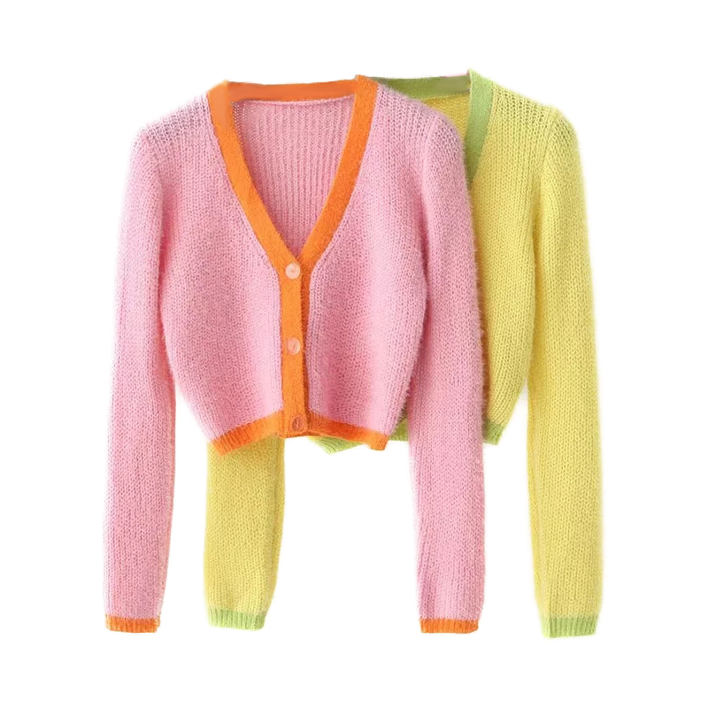 Autumn Fashion Casual Sweet Knitted Top V Neck Cardigan Ladies Long Sleeve Spring Thin Sweater pullover cos woman
