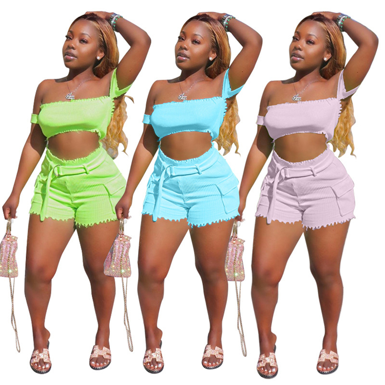 new arrivals solid color short summer two piece set women clothing