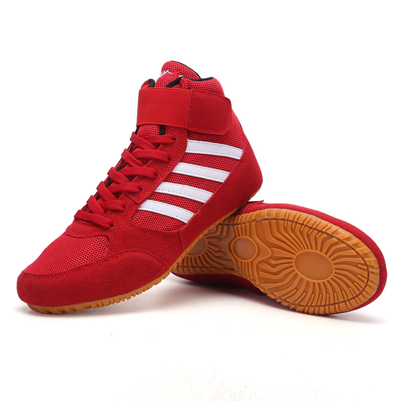 HS-077 Wrestling Shoes Training Boots Combat Fighting Boxing Fitness Shoe Box Suede Indoor Men