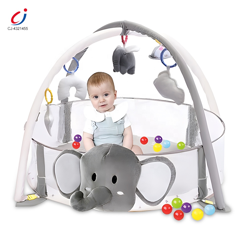 Chengji foldable infant activity gym playmat baby fitness crawling game cartoon elephant baby playpen mat with ocean balls