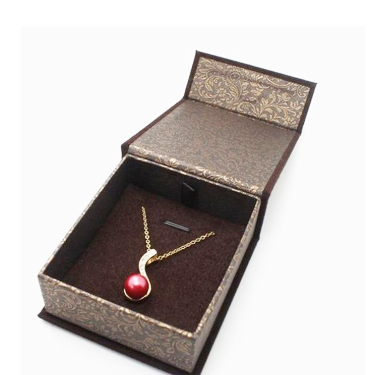 Customized Private Label Premium Necklace jewelry Package gift Card Folding Foldable Magnetic Cheap Kraft Paper Box With Ribbon