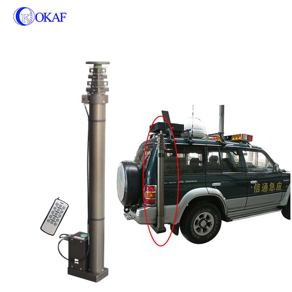 Truck Vehicle Mounted Electric Winch Telescopic Mast Antenna Pole CCTV Camera Lighting Tower Motorized Military Mast