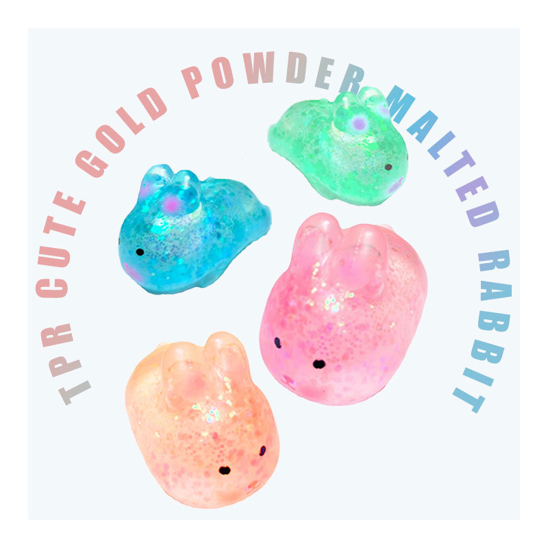 TPR Material Cute Kids Gift Fun Wet Soft Squeeze toy Fidget Toy Gold Powder maltose Rabbit tpr squeeze toys