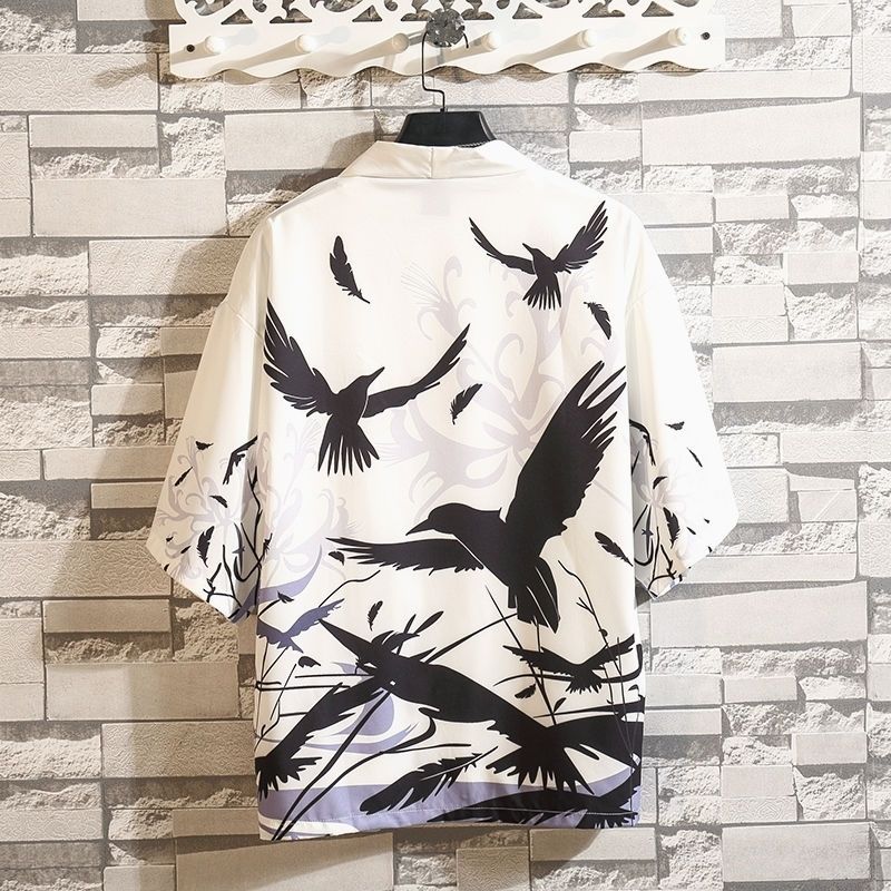 Kimono Women Japanese Blouse Harajuku Vintage Cardigan Half Sleeve Anime Beach Shirt Oversize Streetwear Summer Top 2021