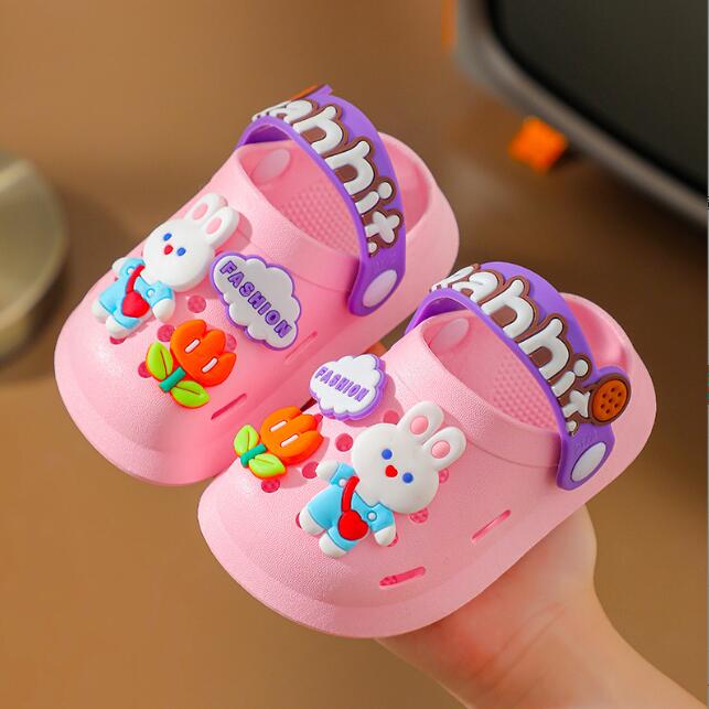 New children's slippers cute indoor cartoon bear outdoor anti slip kids rabbit slippers clogs for children